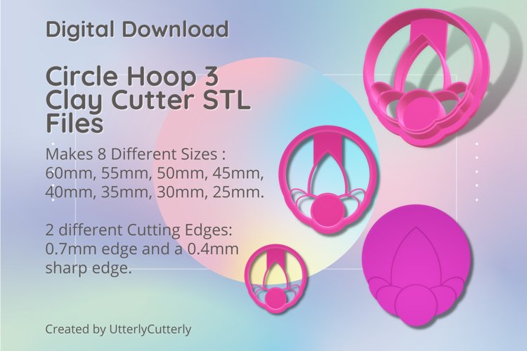 Circle Hoop 3 Earring Clay Cutter - Cookie Cutter STL File