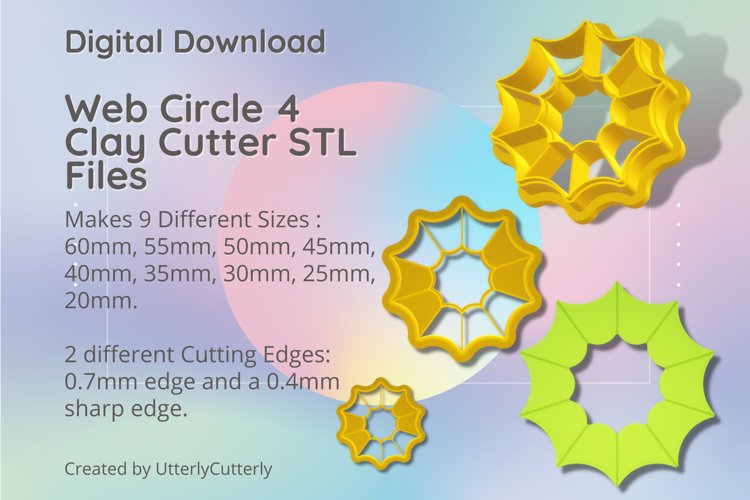 Web Circle 4 Earring Clay Cutter - Cookie Cutter STL File