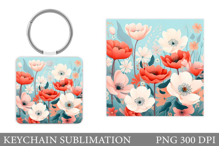 Flowers Keychain Design. Wildflowers Summer Keychain