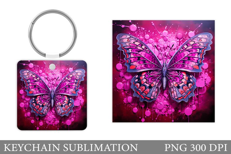 Butterfly Keychain Sublimation. Butterfly Square Keychain