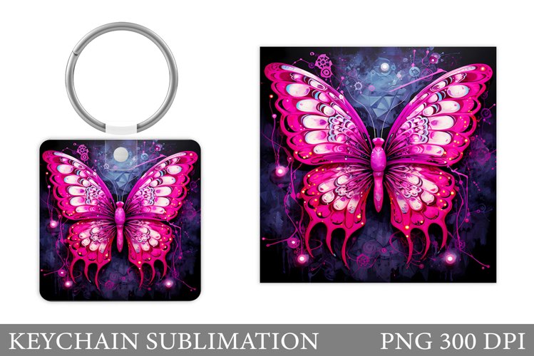 Butterfly Square Keychain. Butterfly Keychain Sublimation