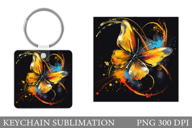 Butterfly Square Keychain. Butterfly Keychain Sublimation