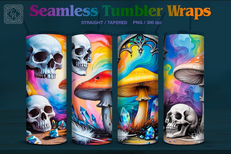 4 Poisonous Scull Tumbler Wrap Sublimations, 20 oz