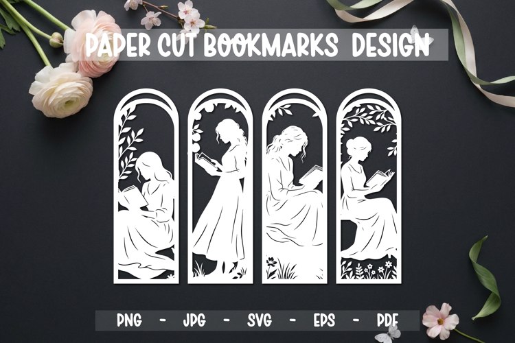 4 Bookmarks Paper cut SVG Laser cut, Cricut,Silhouette