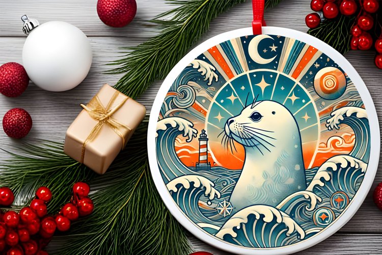 Round Christmas Ornament Sublimation|Clipart