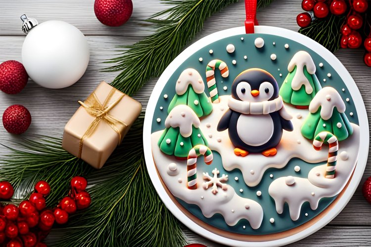 Round Christmas Ornament Sublimation|Clipart