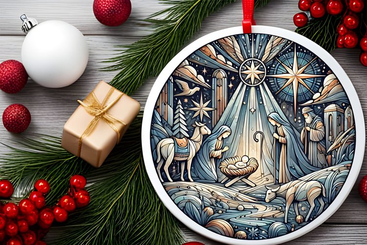 Round Christmas Ornament Sublimation|Clipart