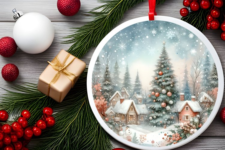 Round Christmas Ornament Sublimation|Clipart