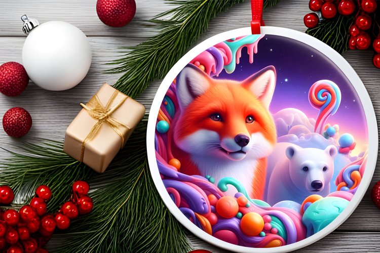 Round Christmas Ornament Sublimation|Clipart