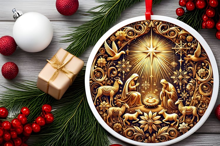 Round Christmas Ornament Sublimation|Clipart