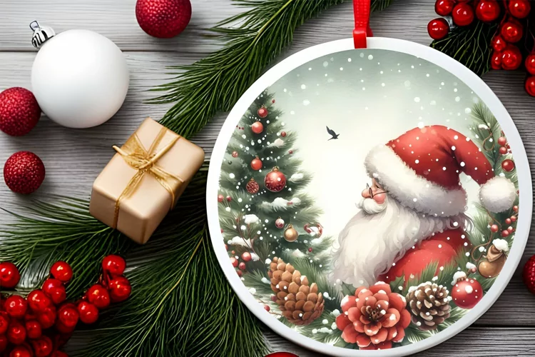 Round Christmas Ornament Sublimation|Clipart