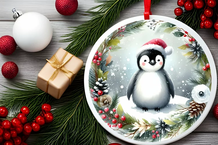 Round Christmas Ornament Sublimation|Clipart