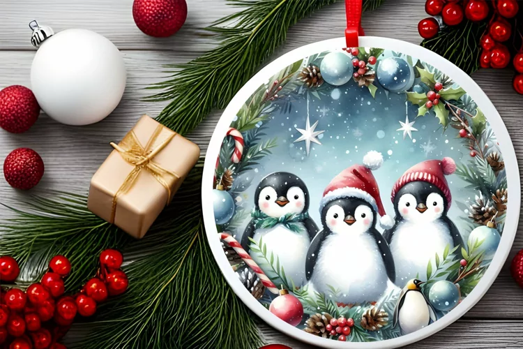 Round Christmas Ornament Sublimation|Clipart