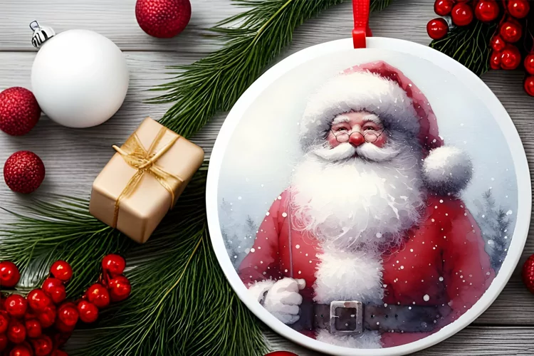 Round Christmas Ornament Sublimation|Clipart