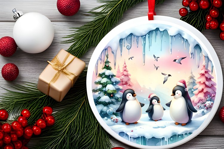 Round Christmas Ornament Sublimation|Clipart example image 1