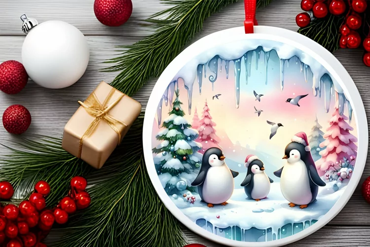 Round Christmas Ornament Sublimation|Clipart