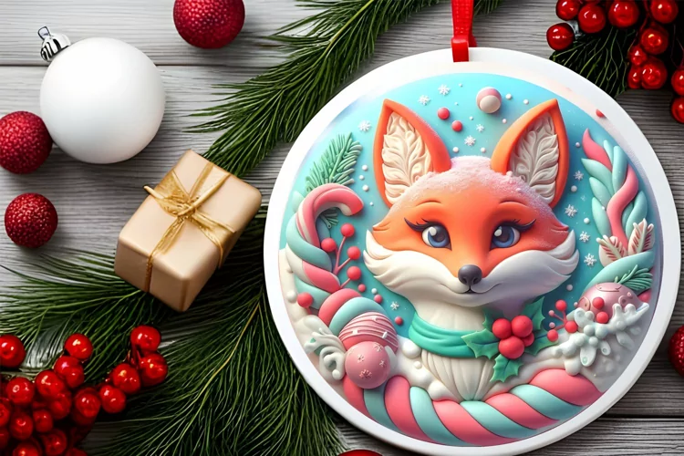 Round Christmas Ornament Sublimation|Clipart