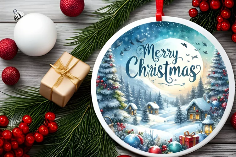 Round Christmas Ornament Sublimation|Clipart