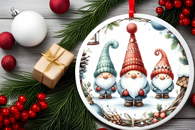 Round Christmas Ornament Sublimation|Clipart