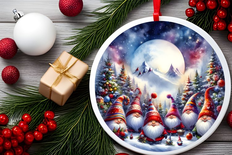 Round Christmas Ornament Sublimation|Clipart example image 1