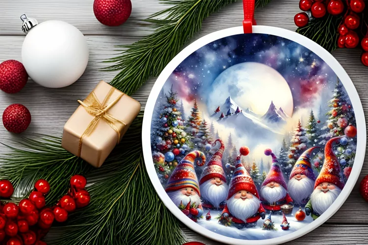 Round Christmas Ornament Sublimation|Clipart