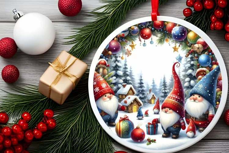 Round Christmas Ornament Sublimation|Clipart