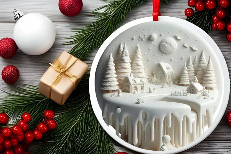Round Christmas Ornament Sublimation|Clipart