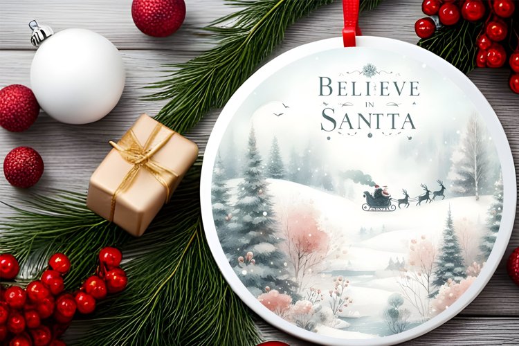 Round Christmas Ornament Sublimation|Clipart example image 1