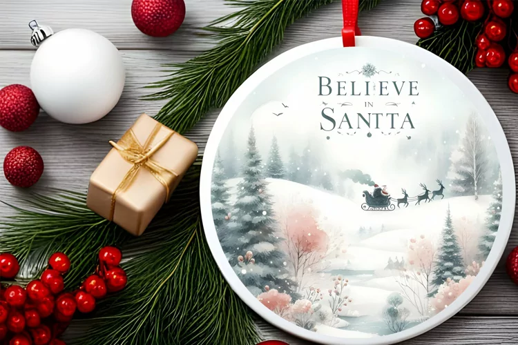 Round Christmas Ornament Sublimation|Clipart