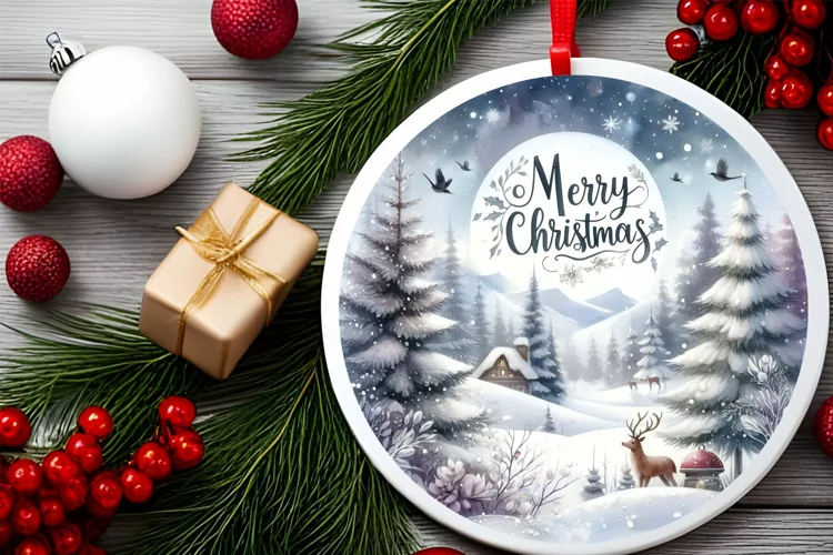 Round Christmas Ornament Sublimation|Clipart