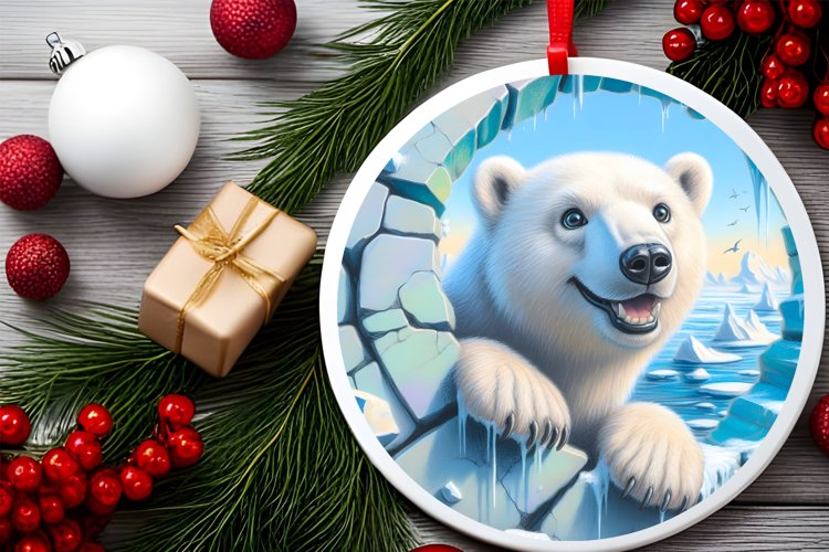 Melting Ice Polar Bear Painting Sublimation PNG