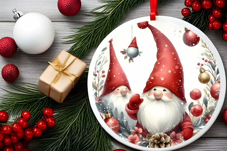 Round Christmas Ornament Sublimation|Clipart