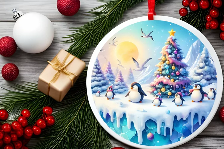 Round Christmas Ornament Sublimation|Clipart