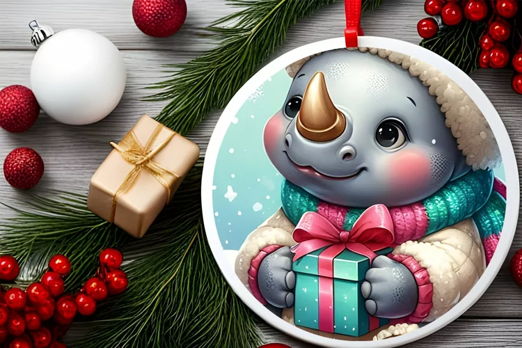Round Christmas Ornament Sublimation|Clipart