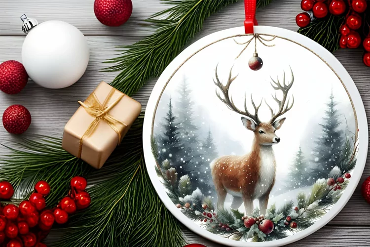 Round Christmas Ornament Sublimation|Clipart
