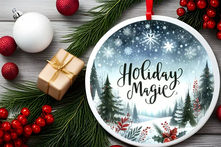 Round Christmas Ornament Sublimation|Clipart