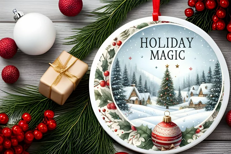 Round Christmas Ornament Sublimation|Clipart