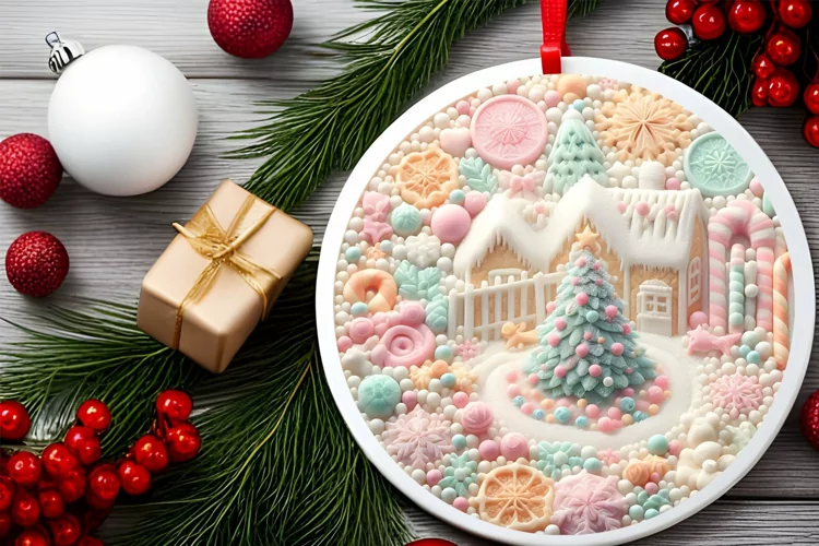 Round Christmas Ornament Sublimation|Clipart