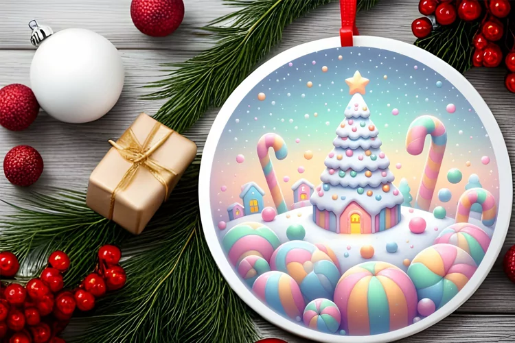Round Christmas Ornament Sublimation|Clipart