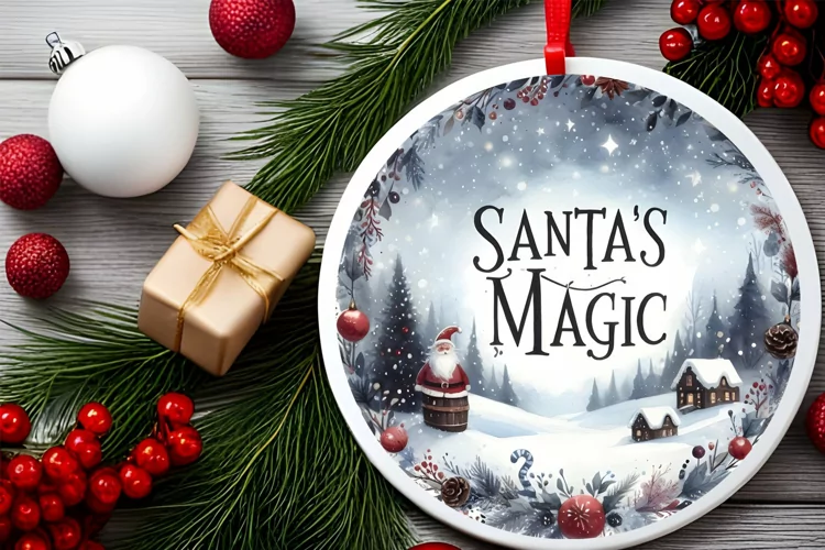 Round Christmas Ornament Sublimation|Clipart