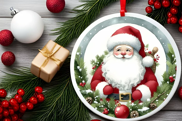 Round Christmas Ornament Sublimation|Clipart