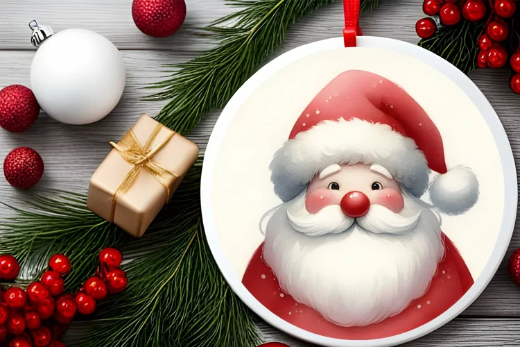 Round Christmas Ornament Sublimation|Clipart