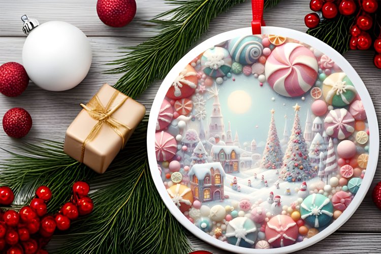 Round Christmas Ornament Sublimation|Clipart example image 1