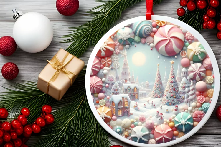 Round Christmas Ornament Sublimation|Clipart