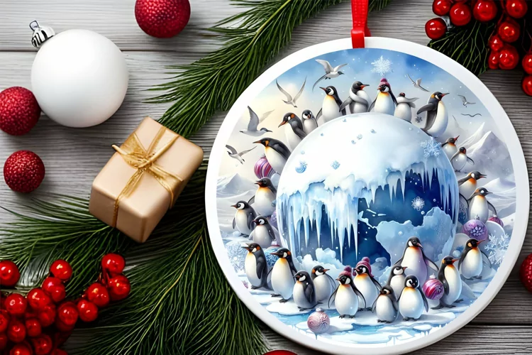 Round Christmas Ornament Sublimation|Clipart
