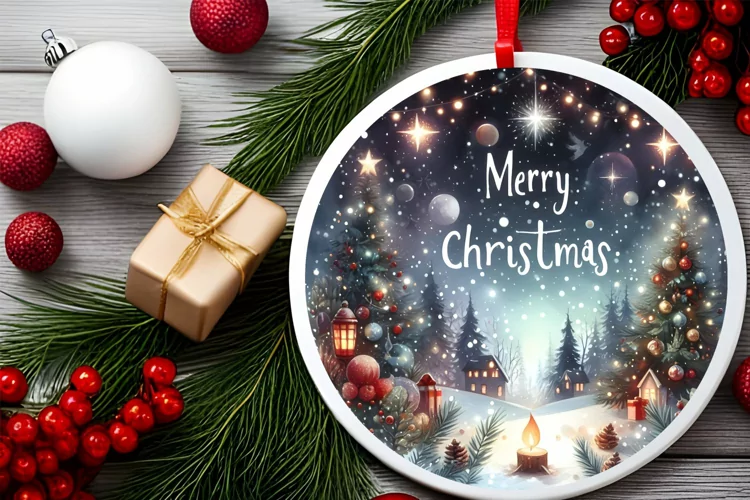 Round Christmas Ornament Sublimation|Clipart