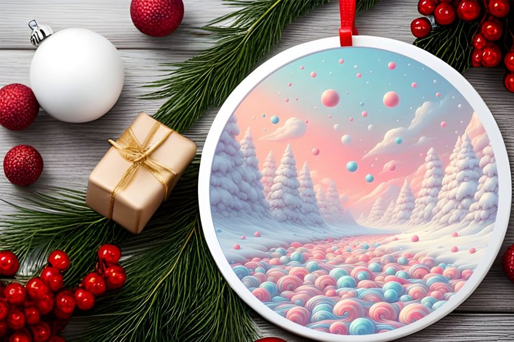 Round Christmas Ornament Sublimation|Clipart example image 1