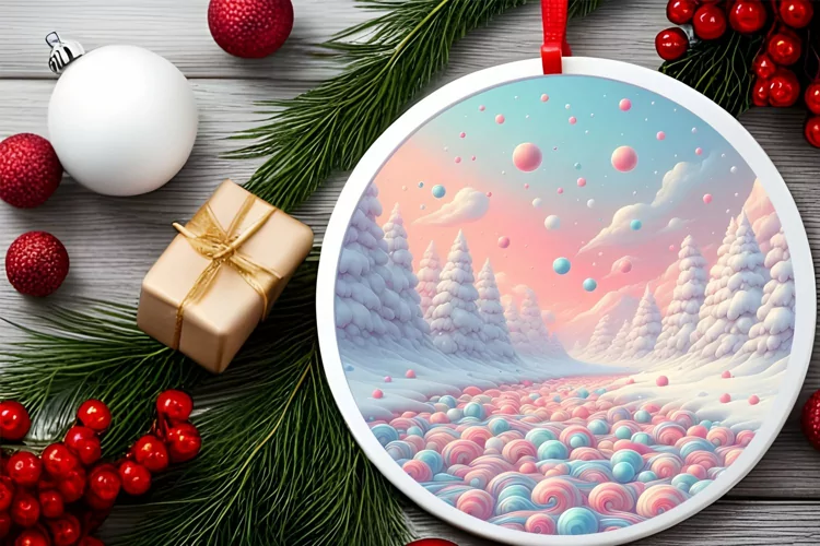 Round Christmas Ornament Sublimation|Clipart