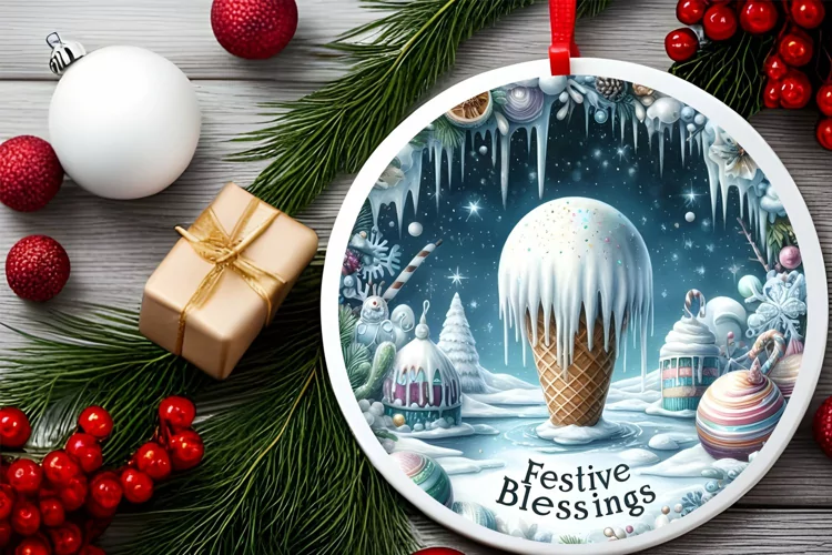 Round Christmas Ornament Sublimation|Clipart