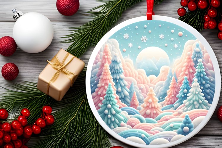 Round Christmas Ornament Sublimation|Clipart example image 1